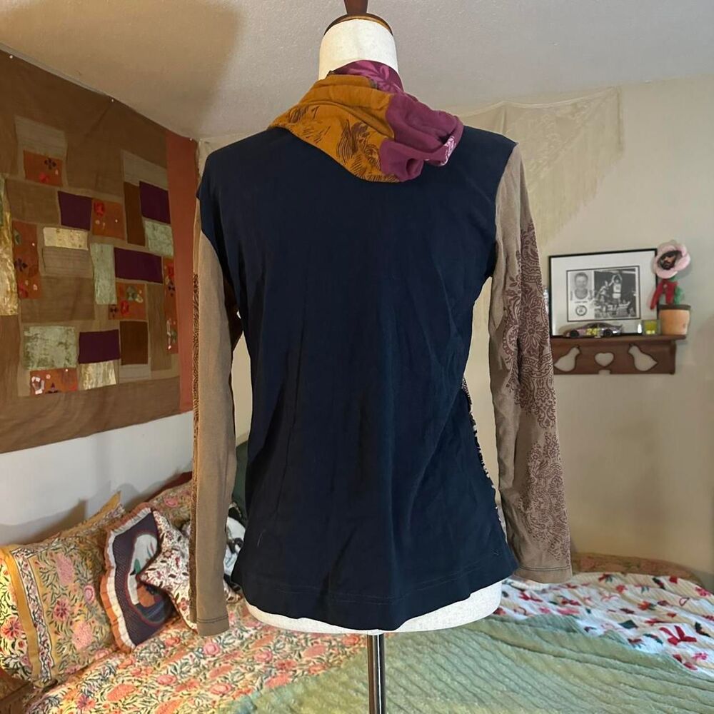 Sacred Threads Y2K Boho Patchwork Whimsical Zip-U… - image 2